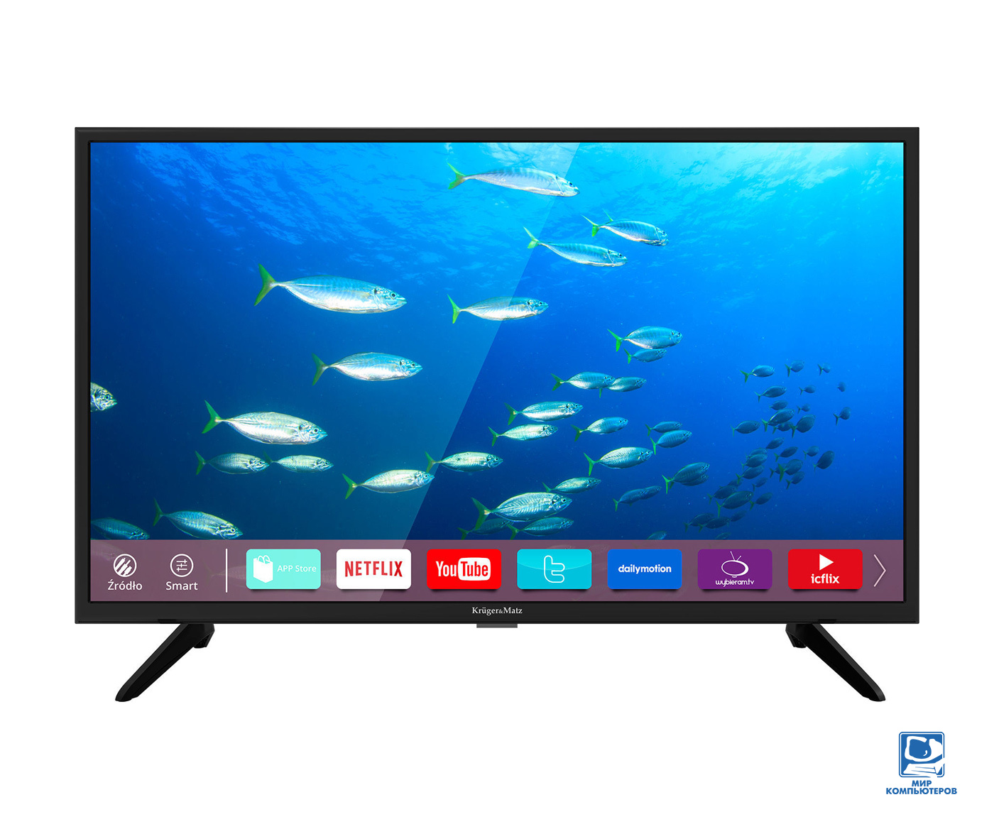 Телевизор 32" Kruger&Matz (VA/1366x768/Smart TV/DVB-C, DVB-T2, DVB-S2/2х5W) KM0232-S Black
